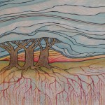 Sunset - Acrylic Ink & Ink Pen on Wood Sunset - 2019